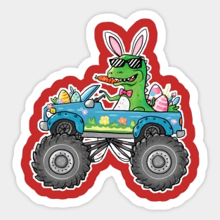 Easter Monster Truck - funny dinsoaur trucker Sticker